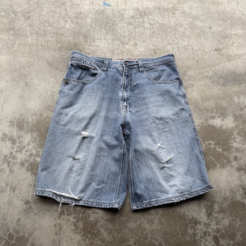 Vintage 90's Clench Jeans Baggy Long Wide Leg Denim Jean Shorts 36
